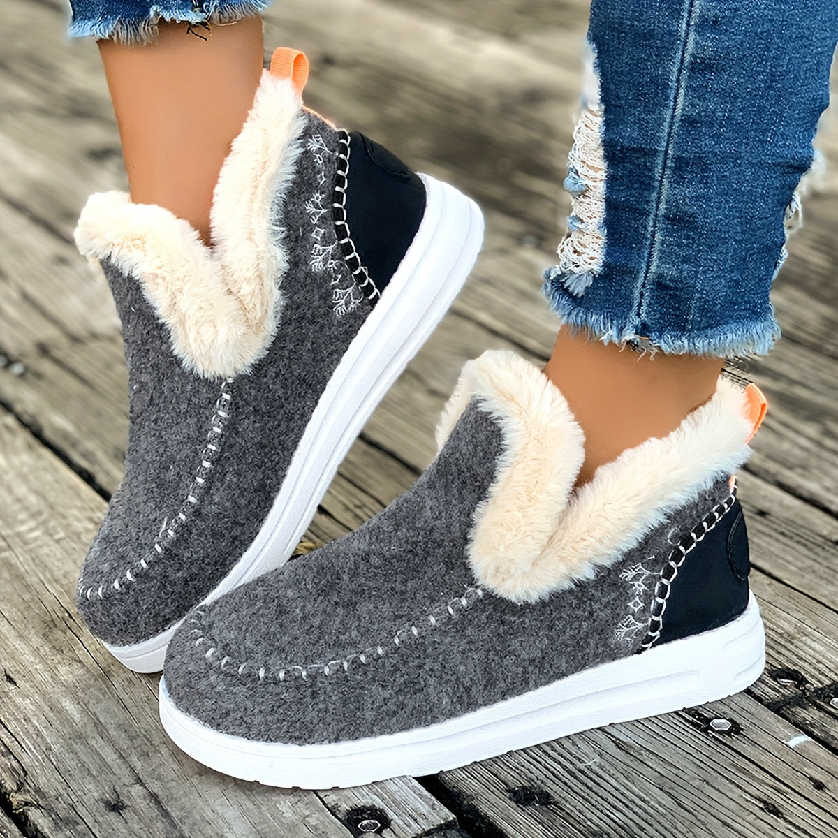 Chaussons pour femme avec semelle antidérapante en PU et doublure douce en peluche, chauds pour l’hiver, pour l’intérieur | Sulvida