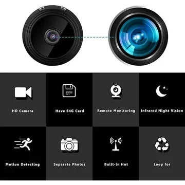 Draadloze Mini Beveiligingscamera met Audio en Video Live Feed – Magnetische Montage voor Binnen en Buiten, HD 1080P Nachtzicht, Bewegingsdetectie | Sulvida