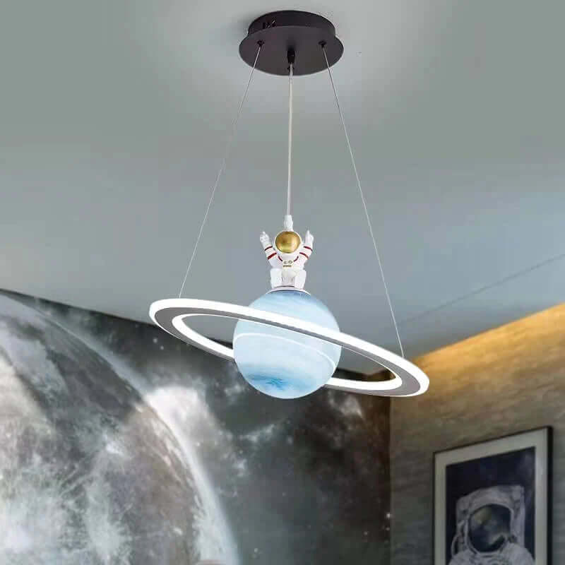 LED Hanglamp Kinderkamer Planeet met Ring Sterrenlicht Kosmisch Sfeerverlichting Ruimtevaart Jongens Meisjes | Sulvida