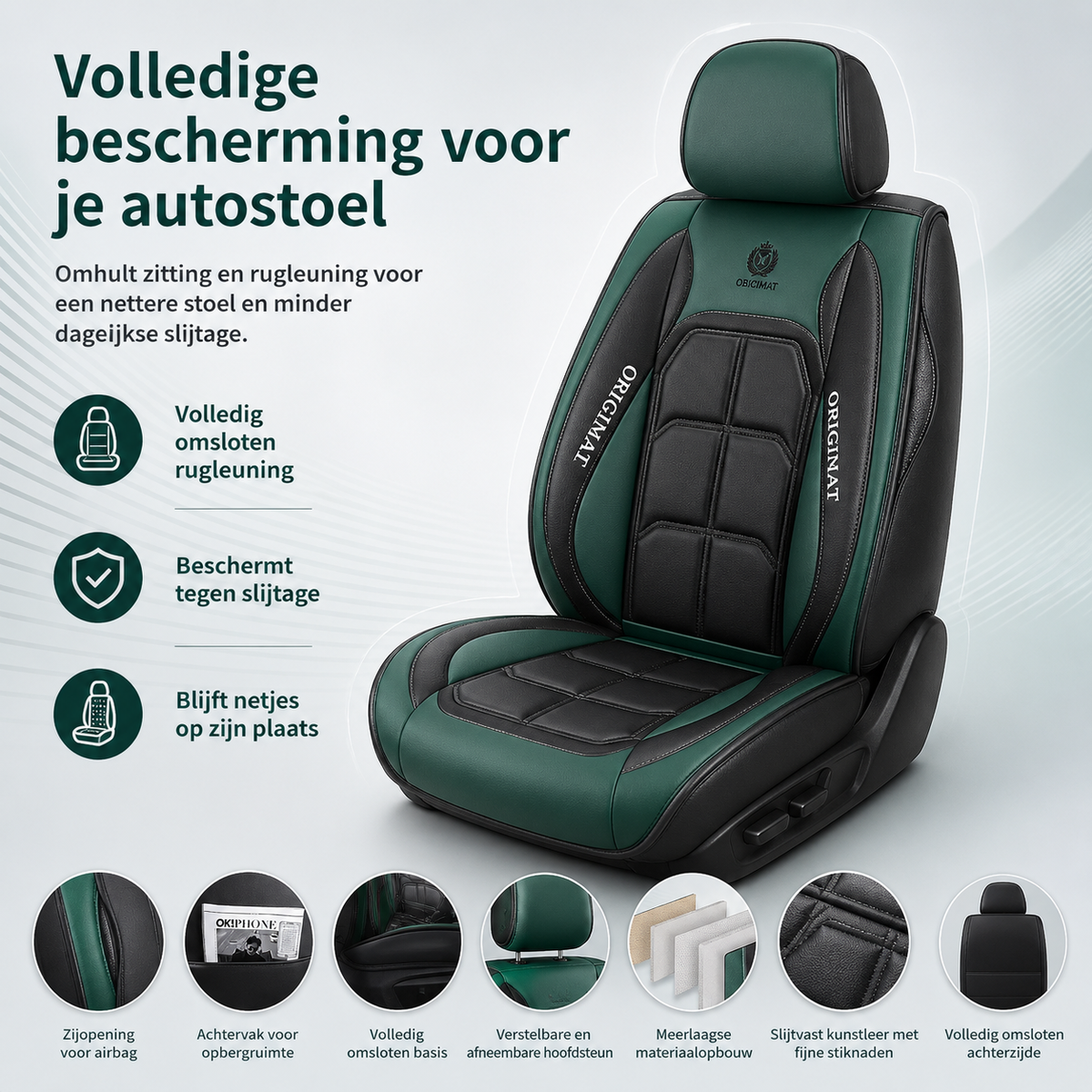 Autostoelhoes Met Airbag-Opening Multicapa Vulling Opbergvak Universeel Passend 11-Delig Complete Set Auto | Sulvida