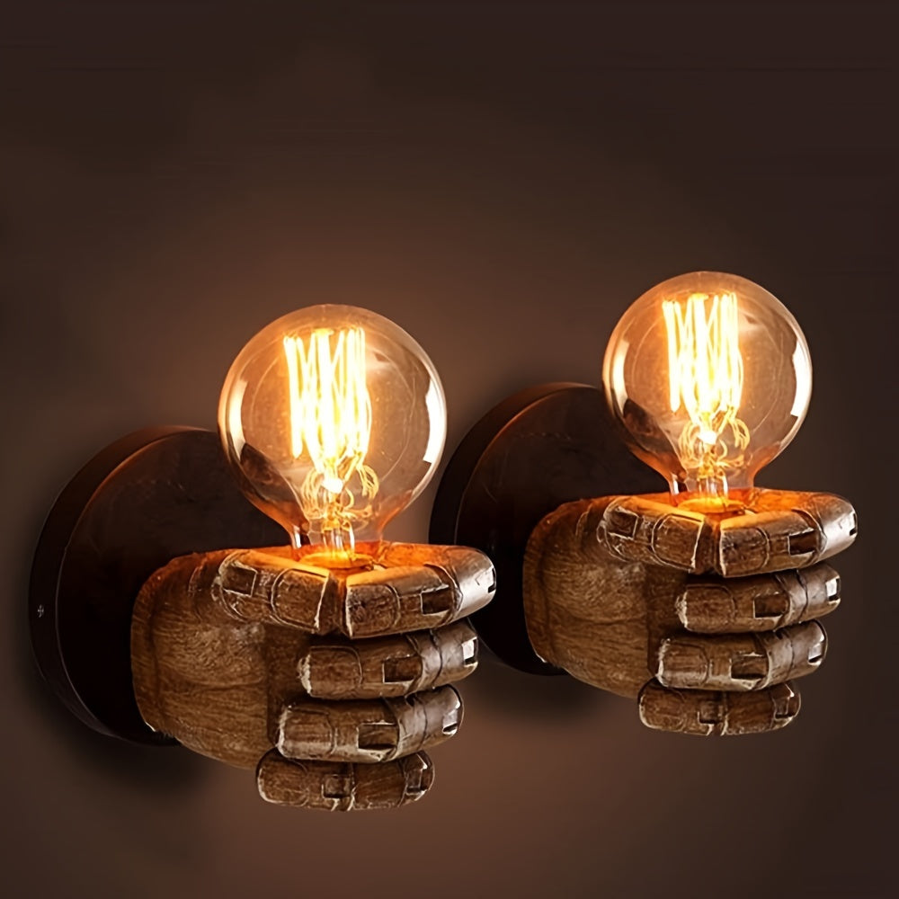 Wandlamp Hand Sculptuur Industrieel Hars Zwart E26 Fitting Decoratieve Verlichting Vintage Stijl Wandverlichting | Sulvida