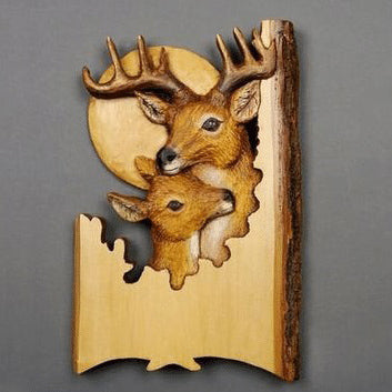 Handgesneden Houten Wanddecoratie Dieren 25×17cm Ambachtelijk Relief Kunst Natuurlijk Hout Muurdecoratie | Sulvida