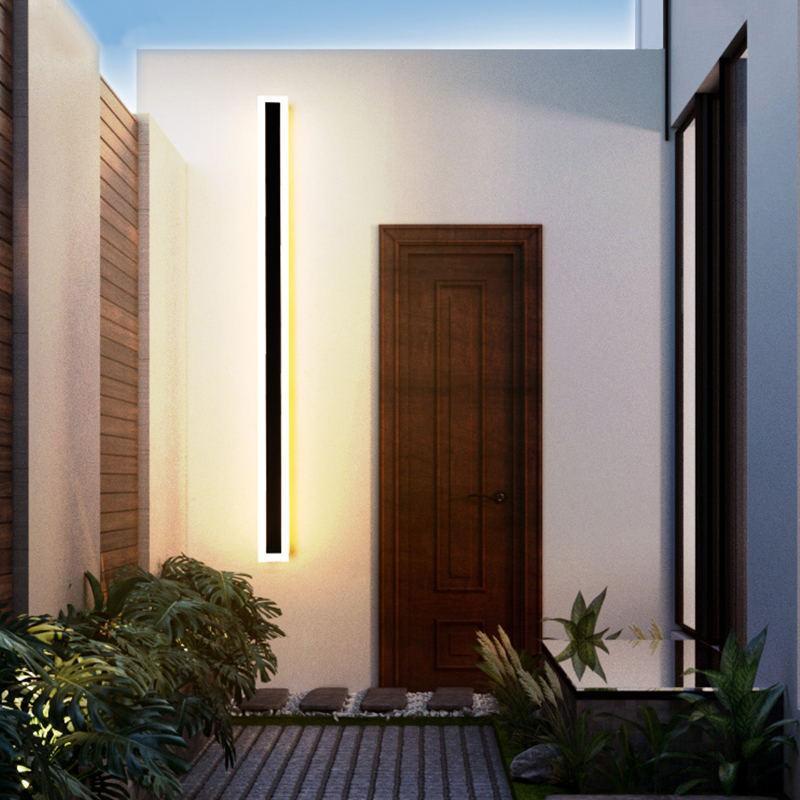 Lineaire LED wandlamp voor buiten zwart wit weersbestendig modern design metaal acryl IP65 tuinverlichting | Sulvida