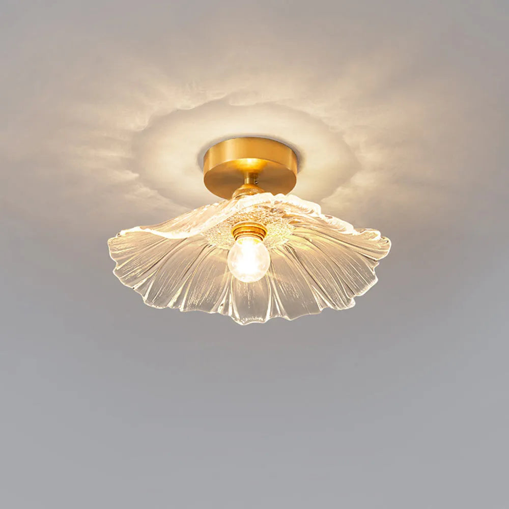 Glazen Hanglamp Bloem met Messing Details Plafondlamp Eetkamer Slaapkamer Woonkamer Retro Verlichting | Sulvida