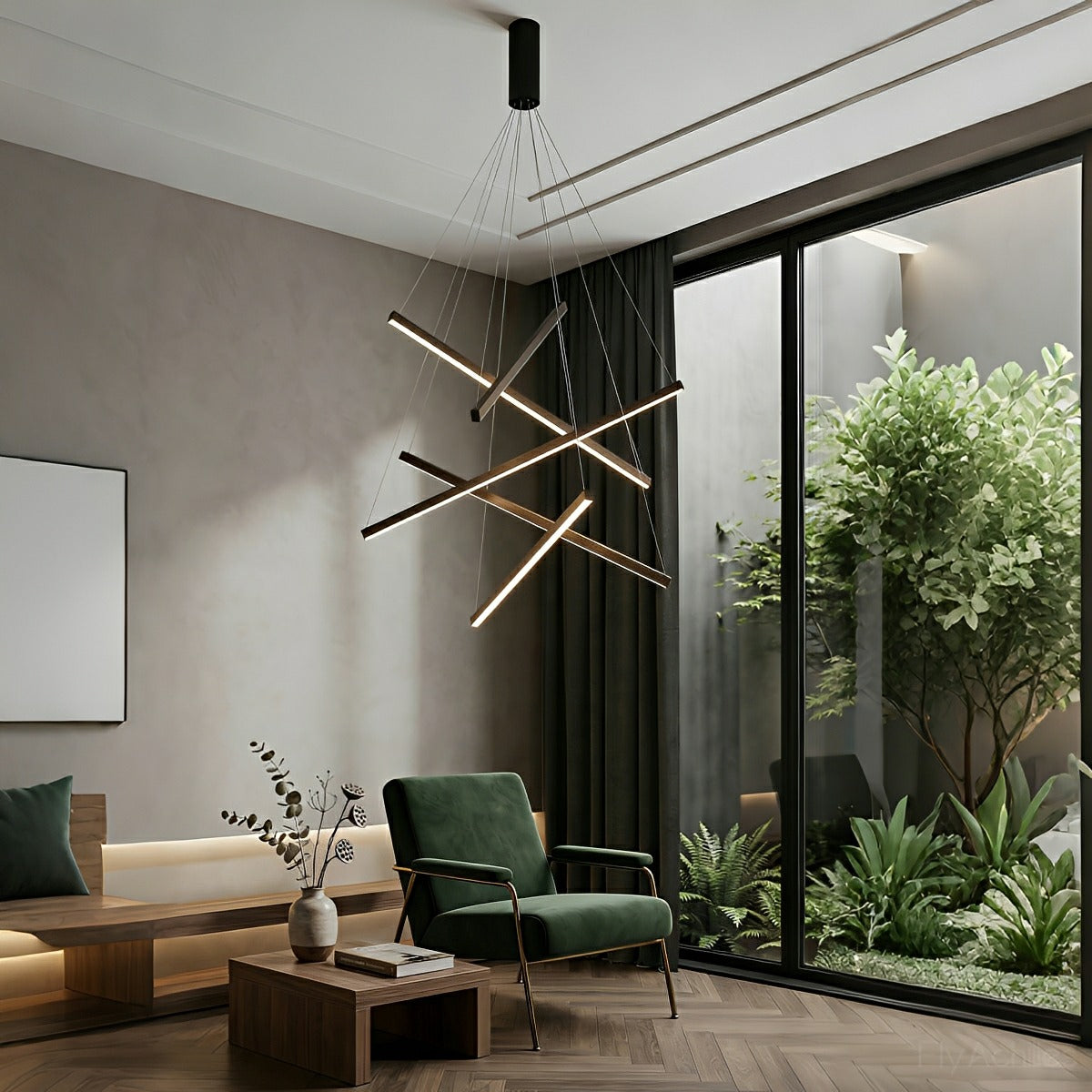 Geometrische Trapsgewijze Dimbare LED Hanglamp Zwart Modern Design met Afstandsbediening voor Woonkamer | Sulvida
