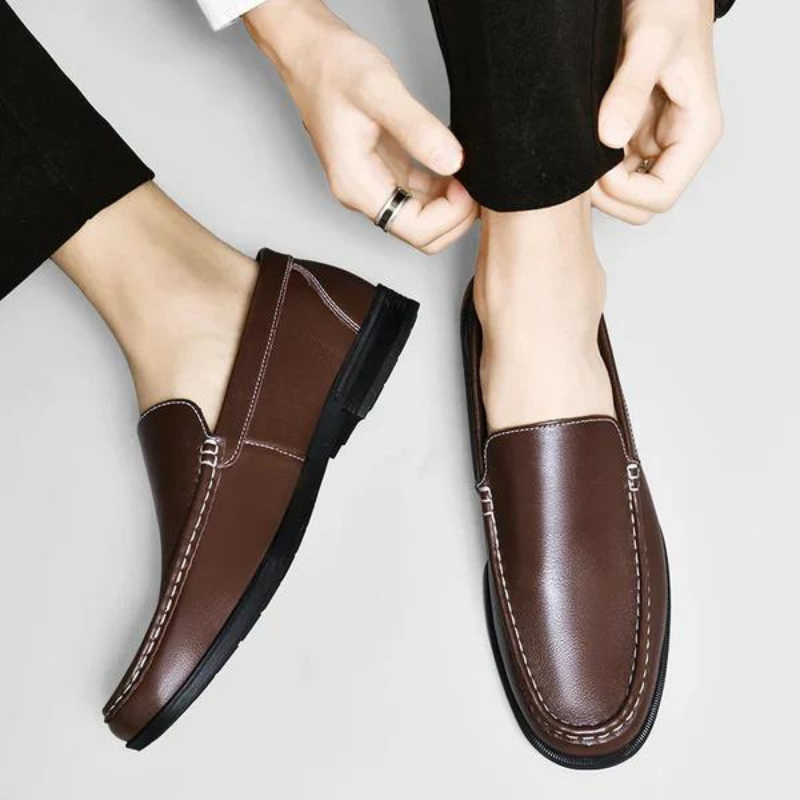Lederen loafers heren premium comfortabel klassiek zwart bruin grijs blauw business formeel casual schoeisel | Sulvida