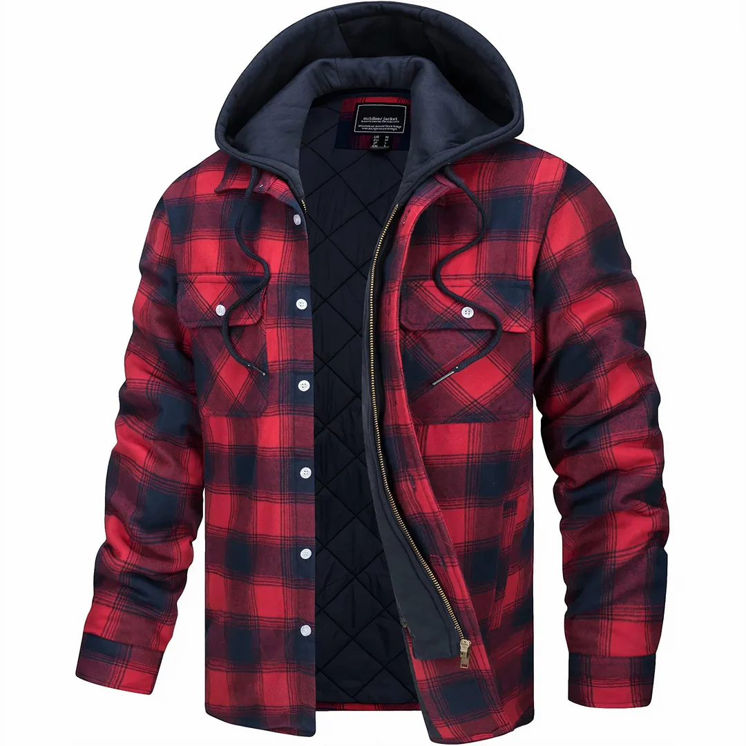 Gewatteerd Houtakkershemd met Afneembare Capuchon Ruitpatroon Warme Outdoor Jas voor Heren en Dames Winter | Sulvida