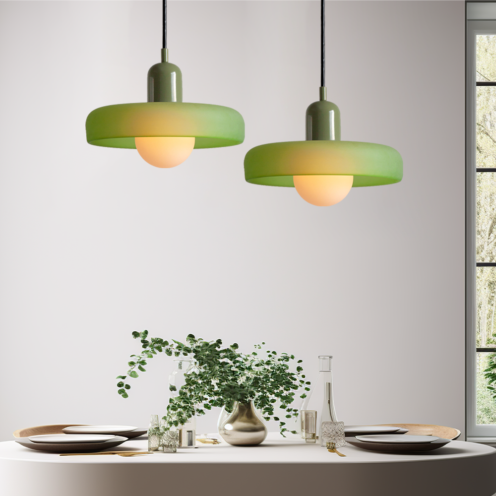 Glazen hanglamp verstelbare kabel ronde pendellamp eettafel woonkamer verlichting modern design sfeervolle ruimte | Sulvida