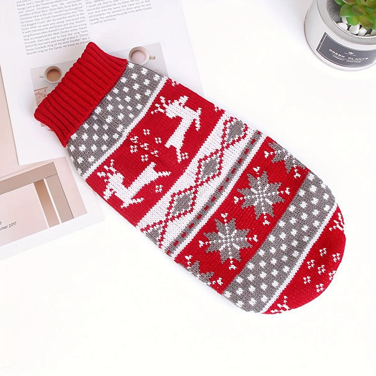 Gebreide Hondenkersttrui voor Kleine Huisdieren – Warm Gezellig Kerstoutfit Feestdagen Hond Kat Kerst | Sulvida