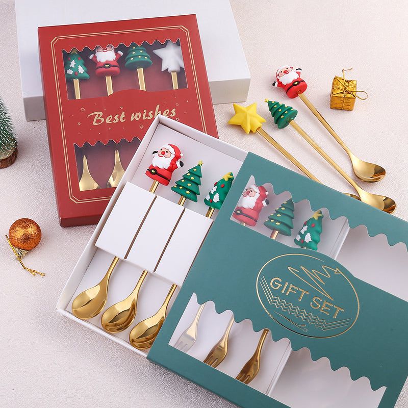 Feestelijk Bestek Set met Kerstthema Roestvrijstalen Vork Lepel Mes Tafelbestek Kerstdiner Decoratie | Sulvida