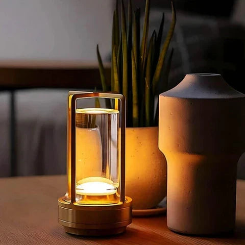 Draadloze tafellamp met kristalglas dimbaar touch oplaadbaar sfeerverlichting interieur batterij LED | Sulvida