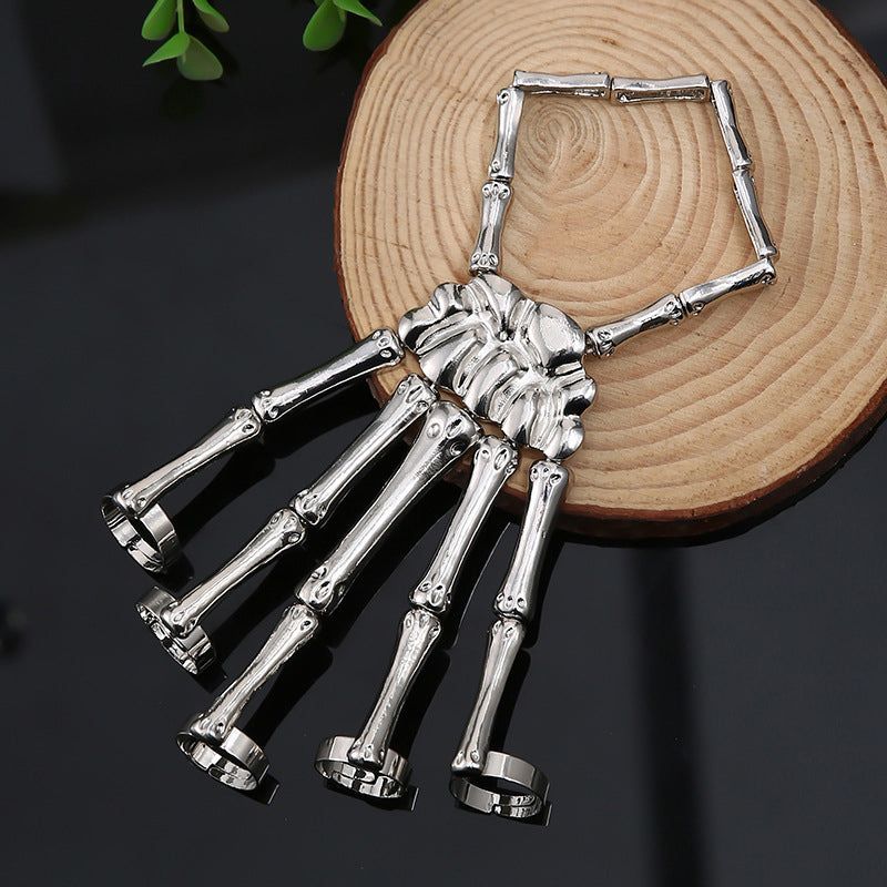 Metalen Skelethand Armketting Zilver Goud Zwart Gothic Sieraad voor Feesten Halloween Kostuum Accessoire | Sulvida