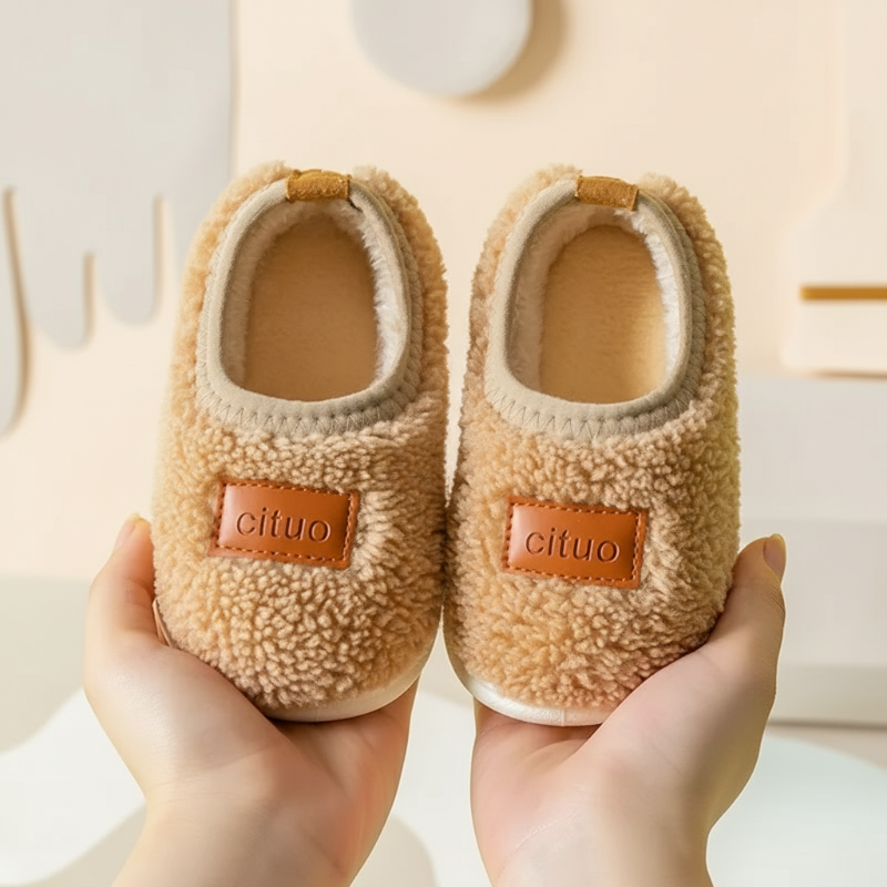 Chaussons d’hiver pour enfants doublés en polaire, avec semelle antidérapante, chauds et doux, rose, vert, marron, 12-18 mois, chaussures pour bébé | Sulvida