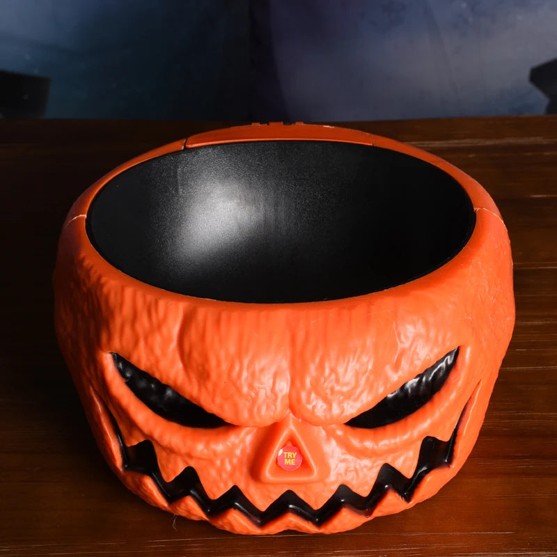 Geanimeerde Snoepschaal Pompoen met Bewegende Skelethand LED Ogen Halloween Decoratie Feest Griezelig | Sulvida