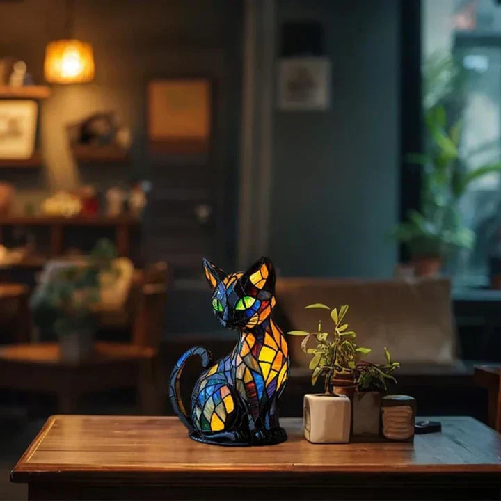 Lampe chat faite à la main, à la lueur douce, pour un éclairage d’ambiance et une atmosphère chaleureuse dans le salon et la chambre | Sulvida