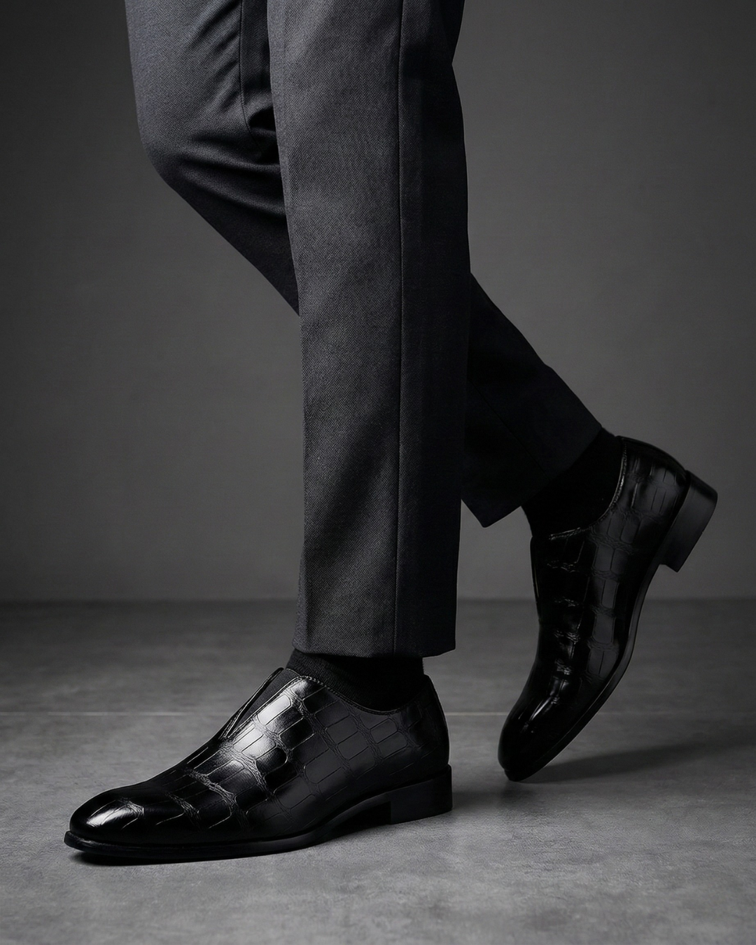 Leren Instapper Heren Crocoprint Gepolsterde Binnenzool Casual Zakelijk Klassieke Loafer Comfortschoenen | Sulvida
