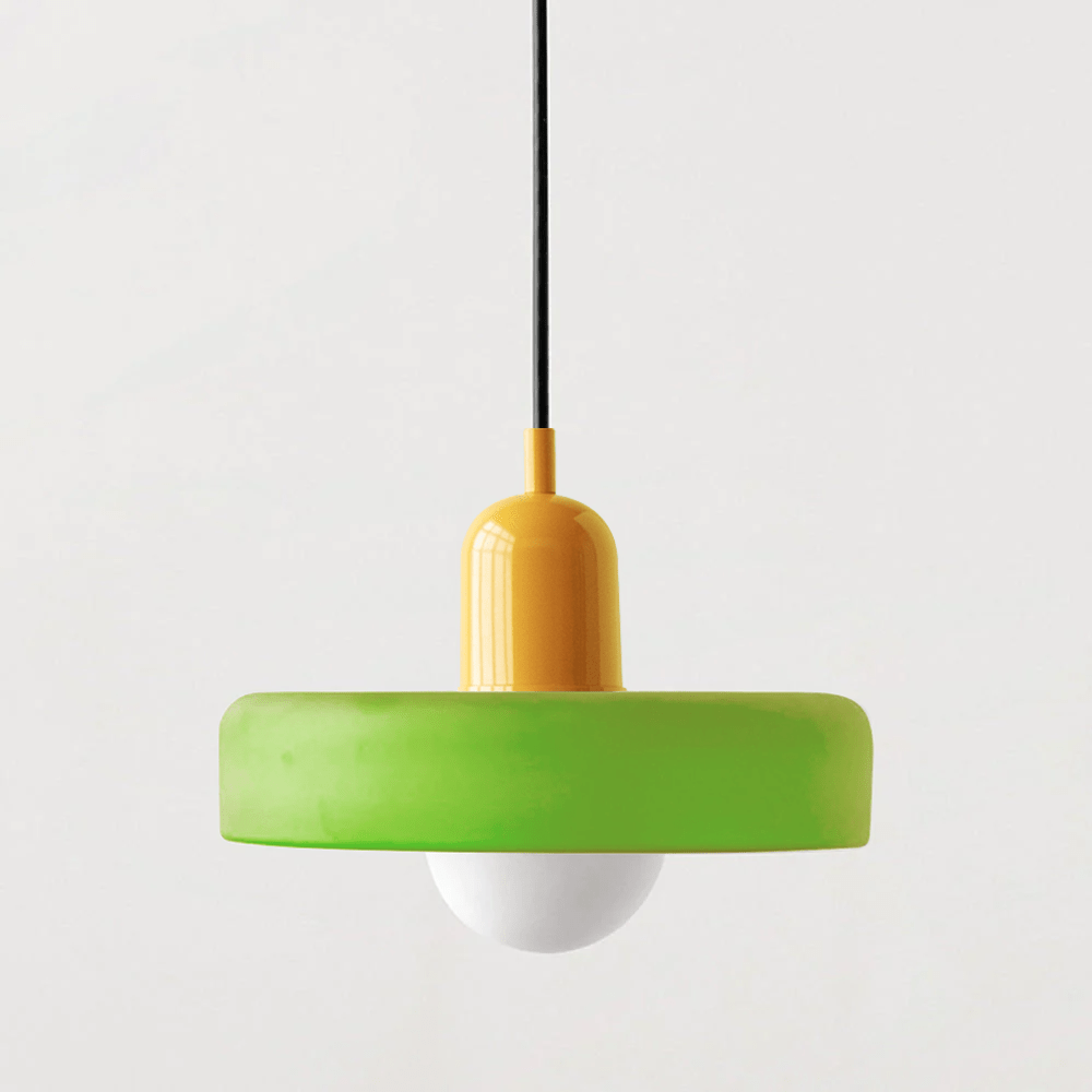 Glazen Hanglamp Rond Design Gekleurd Glas Ø25-35cm Groen Geel Wit Eettafel Woonkamer Eetkamer Decoratief | Sulvida