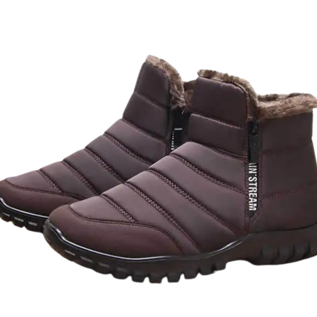 Waterdichte Herenlaarzen Winter Rits Warm Voering Antislip Zool Sneeuwlaarzen Hoog Schaap Outdoor Wandelen | Sulvida