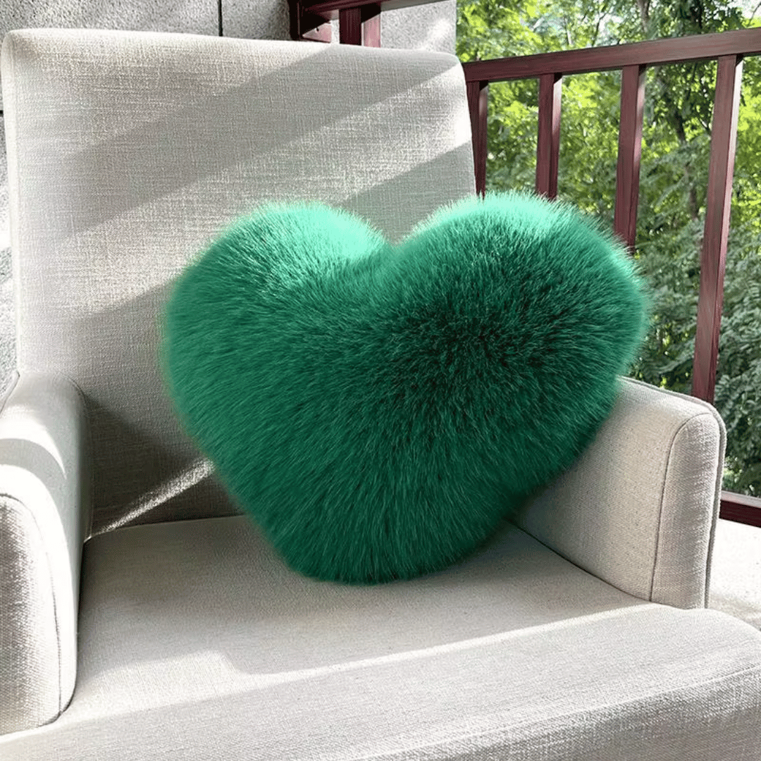 Hartvormig Sierkussen Zacht Pluche Decoratiekussen Knuffelkussen 32×40 cm Beige Wit Groen Woonkamer Slaapkamer | Sulvida
