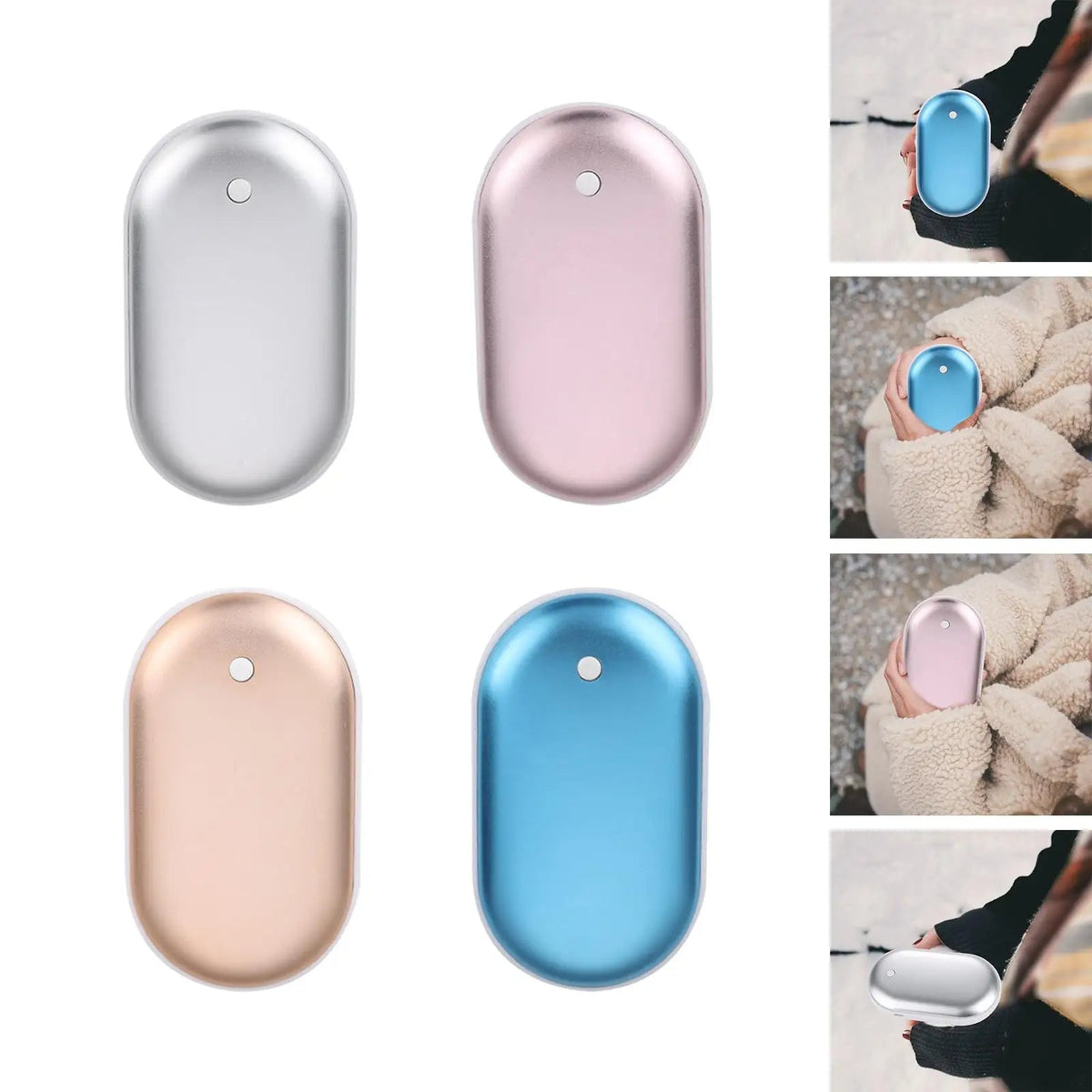 Oplaadbare Handwarmer USB 5000mAh Goud Dubbelzijdig Verwarmend Compacte Handverwarmer voor Koude Handen | Sulvida