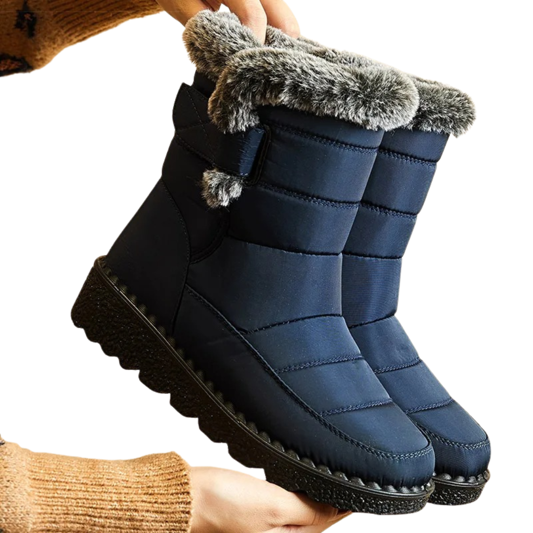 Gevoerde winterlaarzen dames waterdicht met keilhak klittenband antislip zool comfortabel warm schoeisel | Sulvida