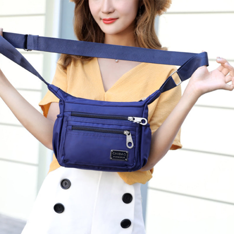 Sac bandoulière pour femme en nylon déperlant, plusieurs compartiments, sac de jour pratique, noir, gris, rouge, compact | Sulvida
