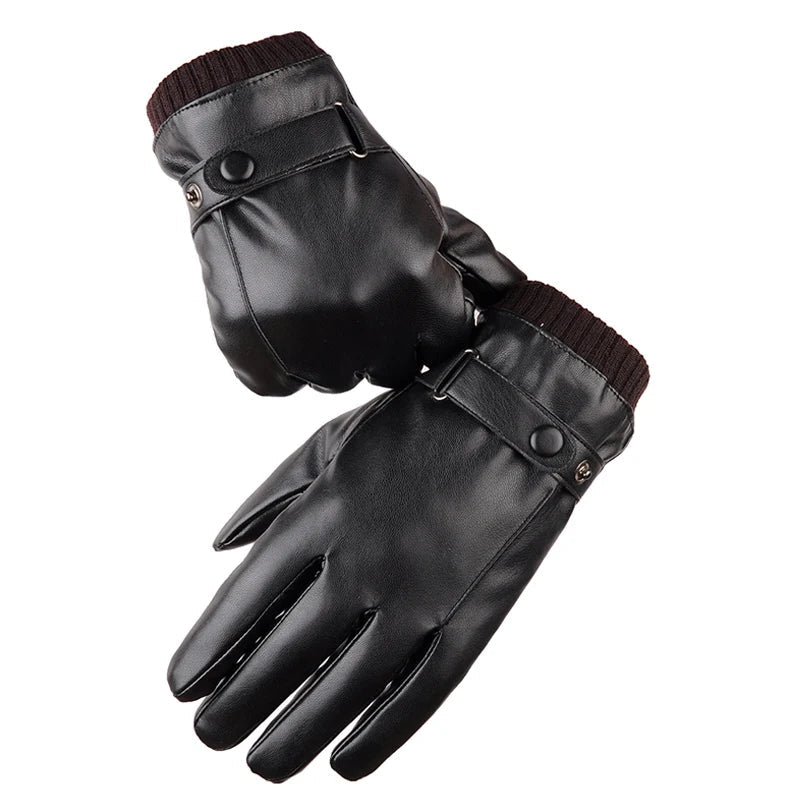 Leren Touchscreen Handschoenen Heren Winterhandschoenen Winddicht Warm Zwart Elegant Winteraccessoire | Sulvida