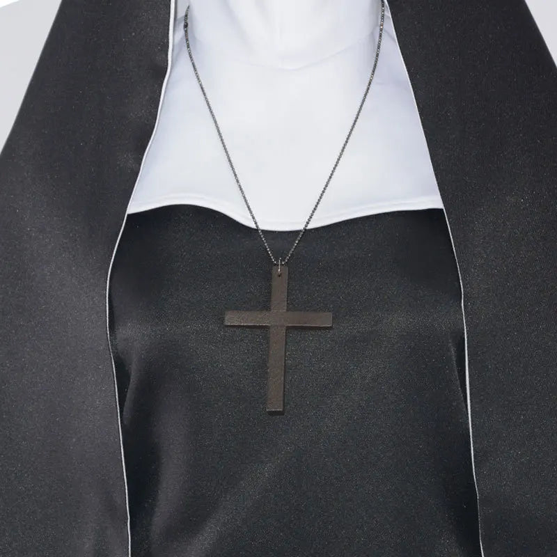 Nonnen Horror Kostuum Volwassenen Zwart Religieuze Cosplay Outfit Halloween Feest Duistere Verkleedkleding | Sulvida