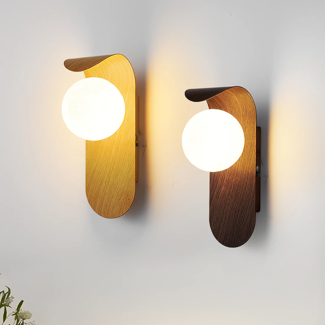 Scandinavische Wandlamp LED Hout & Glas Warm Licht Woonkamer Slaapkamer Minimalistische Sfeerverlichting | Sulvida