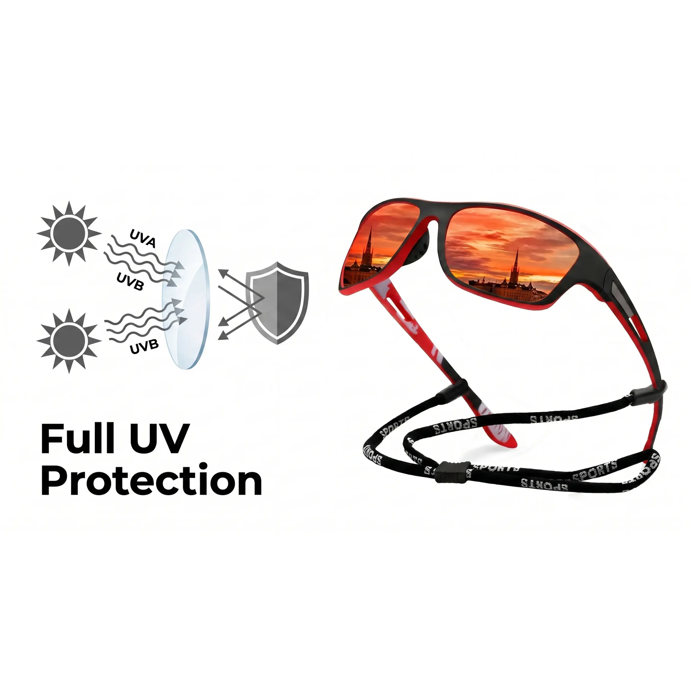 Professionele Gepolariseerde Sportbril met UV-Bescherming en Krasbestendige Lenzen – Voor Hardlopen, Fietsen en Outdoor Activiteiten | Sulvida