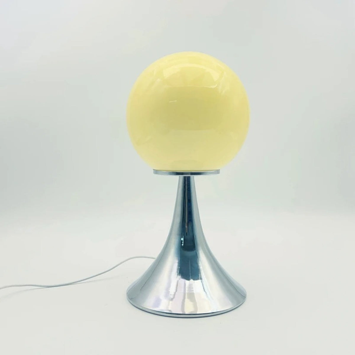 Glazen Tafellamp met Metalen Voet Bol Design Wit Oranje Roze Crème 30x15cm Dimbaar Sfeerlicht Woonkamer | Sulvida