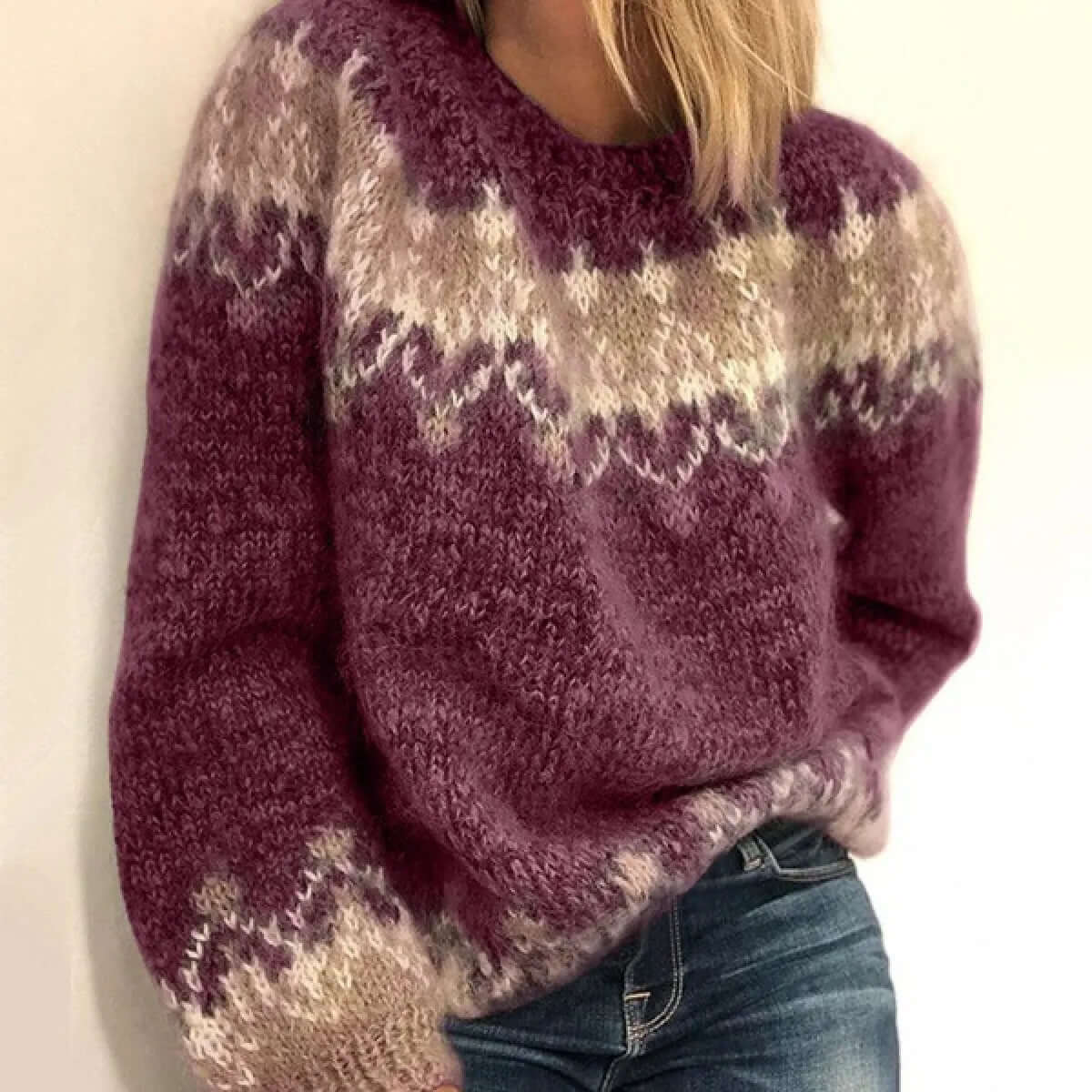 Gebreide trui met Fair Isle patroon dames heren warm winterkleding Noorse motieven gezellig comfortabel | Sulvida