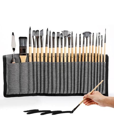 24-delig Penselen Palet mes set Nylon borstels acryl aquarel olie verf kwasten kunst schilderen hobby | Sulvida