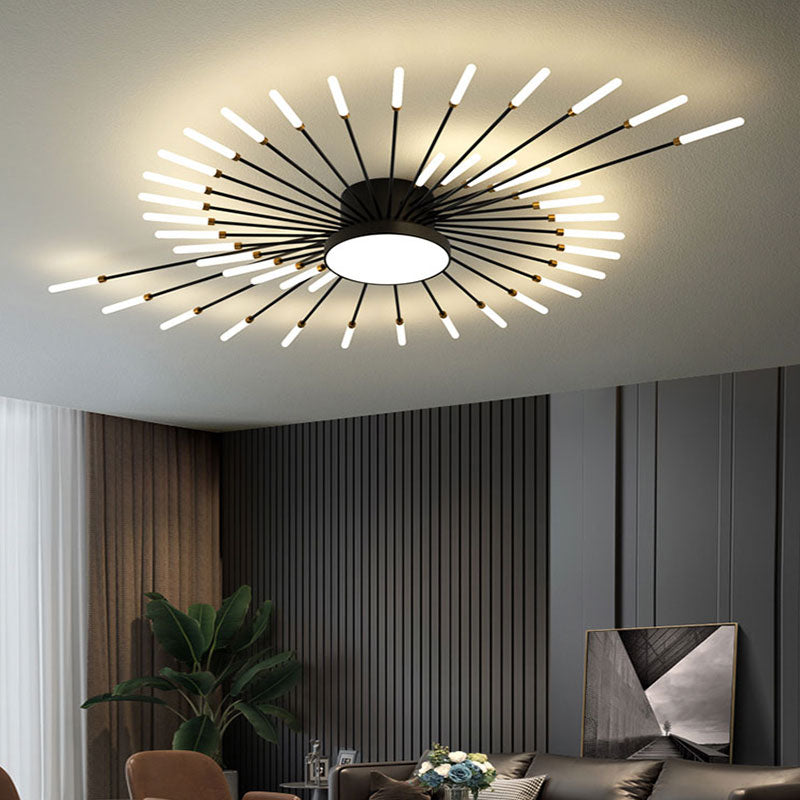 LED Plafondlamp Vuurwerk Metaal Acryl Zwart Goud Dimbaar Modern Design Woonkamer Slaapkamer Eetkamer Decoratief | Sulvida