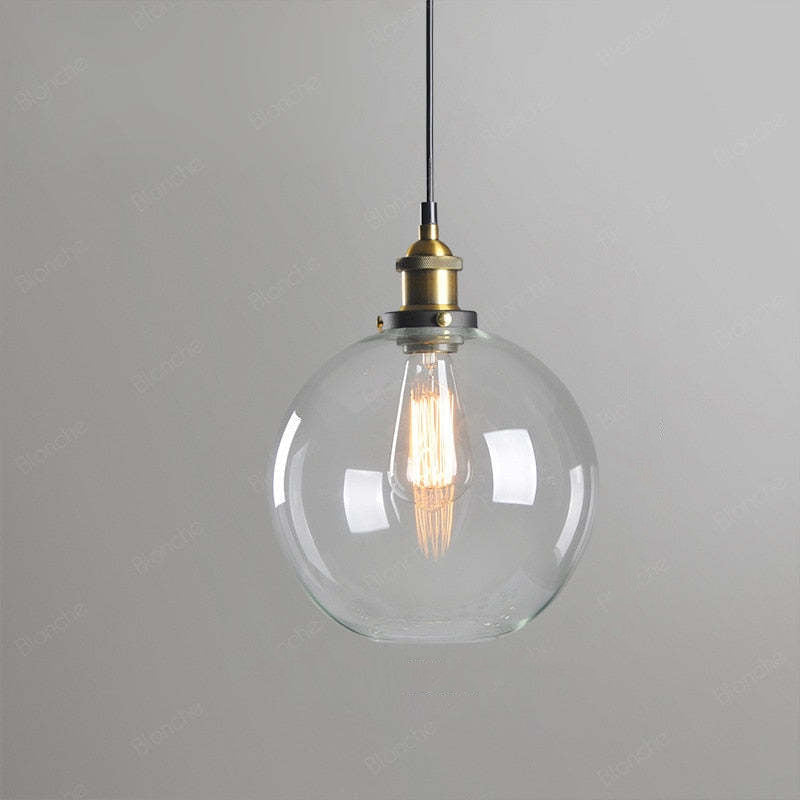 Industriële Glazen Hanglamp Metaal E27 Fitting Clear Amber Smoke Grey Verstelbaar Snoer Eetkamer Woonkamer | Sulvida