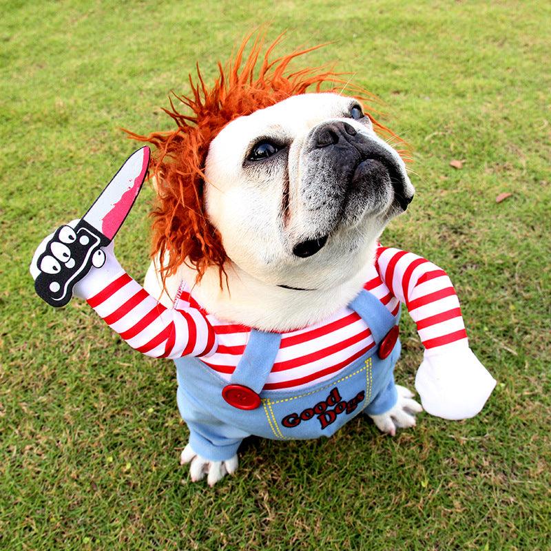 Halloween Hondenkostuum Pop-Figuur Rood Polyester met Pruik en Accessoires voor Kleine tot Grote Honden | Sulvida