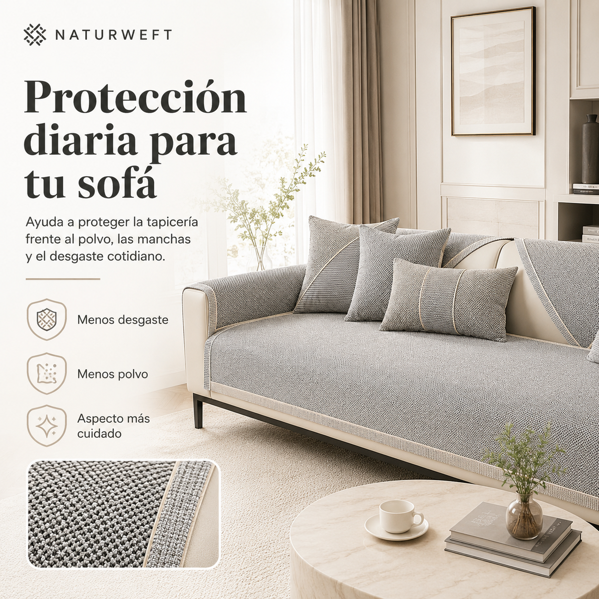 Modulaire Bankhoes Katoen-Linnen Mix | Antislip Acolchado Bankovertrek voor Zitbank Lounge & Hoekbank | Sulvida