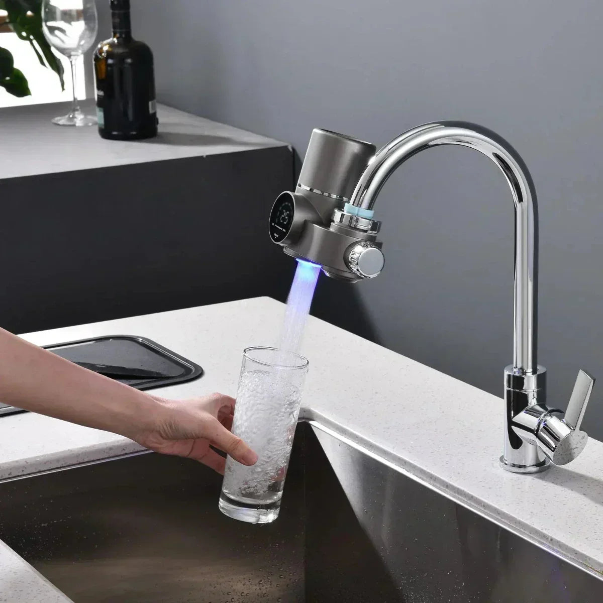 Kraanwaterfilter met LED-Scherm en Dubbele Watermodus voor Keuken – ABS en RVS Waterfilter Kraanfilter | Sulvida