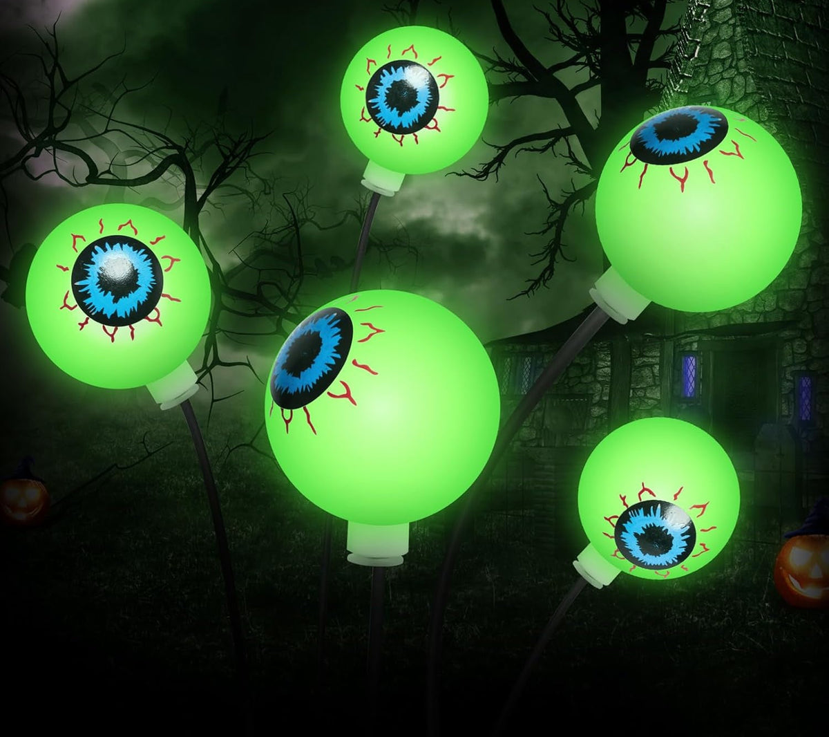Decoratieve Tuinlampjes Oogbol 6 Koppen op Zonne-energie Padverlichting voor Tuin Terras en Halloween Feest | Sulvida