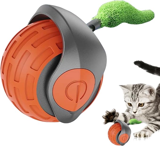 Interactieve Speelbal met Bewegingssensor en Veren voor Katten Automatisch Rollend USB Oplaadbaar Kattenbal | Sulvida