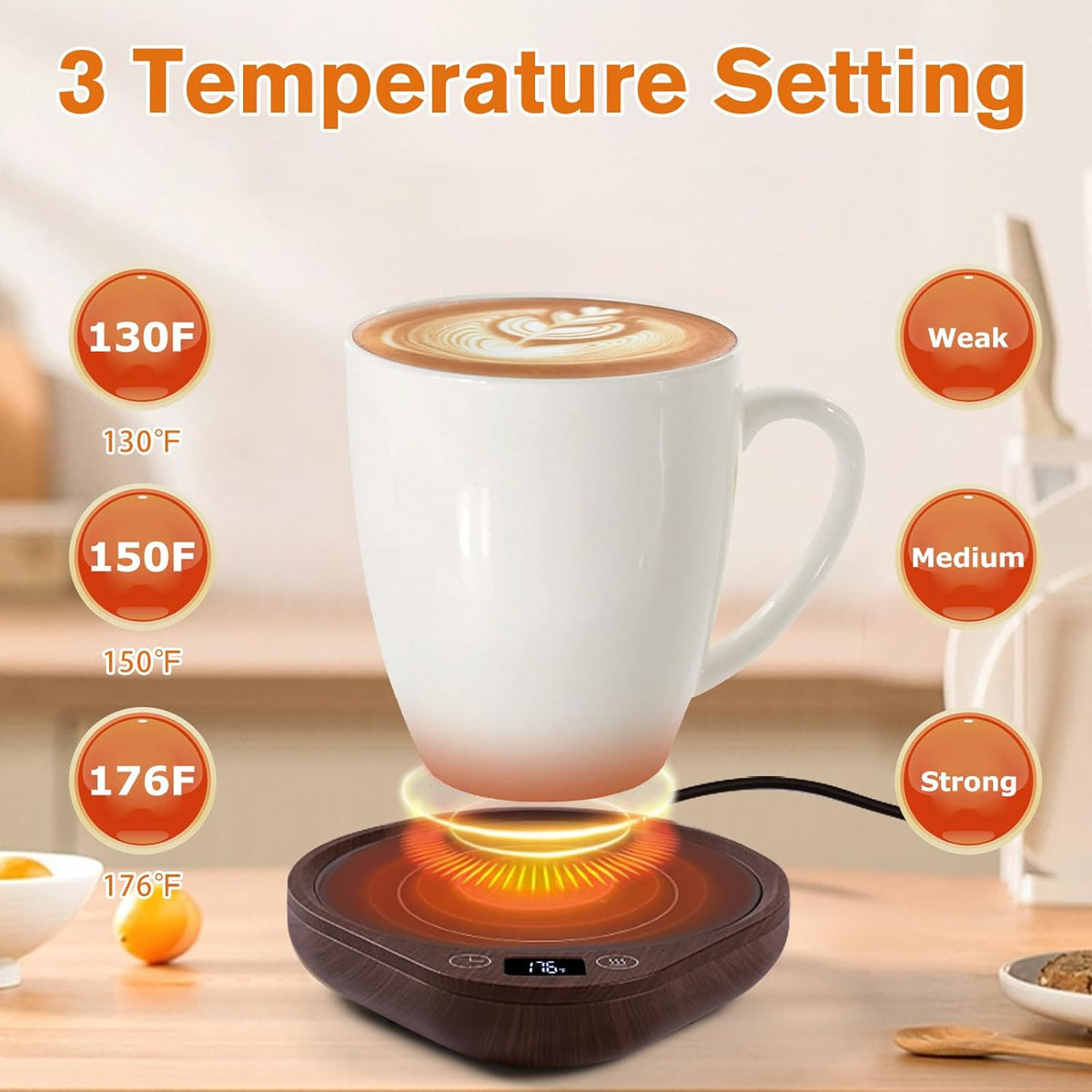 Mokverwarmer Set met Temperatuurregelingen Koffiewarmer Theebeker Elektrische Warmhoudplaat voor Bureau Kantoor | Sulvida