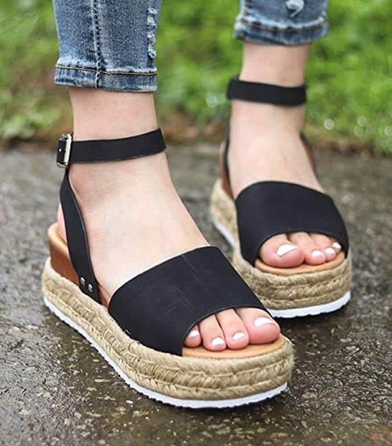 Dames Platformsandalen met Enkelbandje Sleehak 3-5cm Zomer Casual Strandschoen Verstelbaar Comfortabel | Sulvida