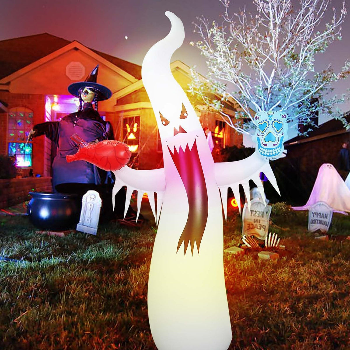 Opblaasbare Spookfiguur met LED Verlichting en Afstandsbediening voor Halloween Tuin en Buiten Decoratie | Sulvida