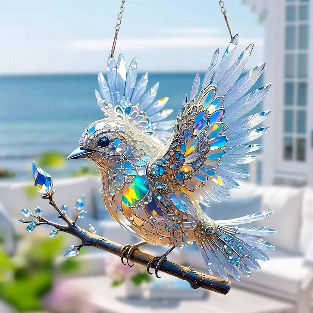 Acryl Vogel Raamdecoratie Transparant Lichtspel Venster Hangdecoratie Prisma Effect Figuurtje 2D Zonlicht | Sulvida