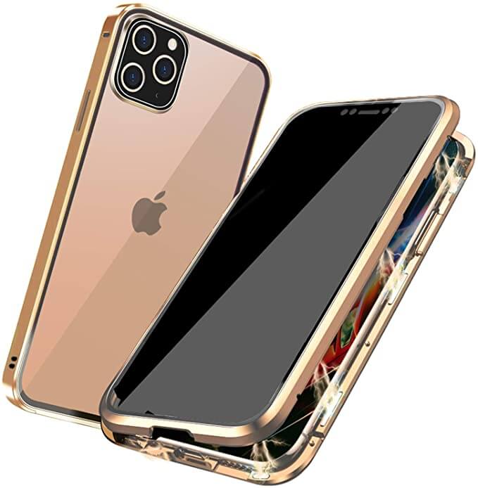 Magnetisch telefoonhoesje gehard glas metaal volledige bescherming valbeveiliging privacy screenprotector | Sulvida