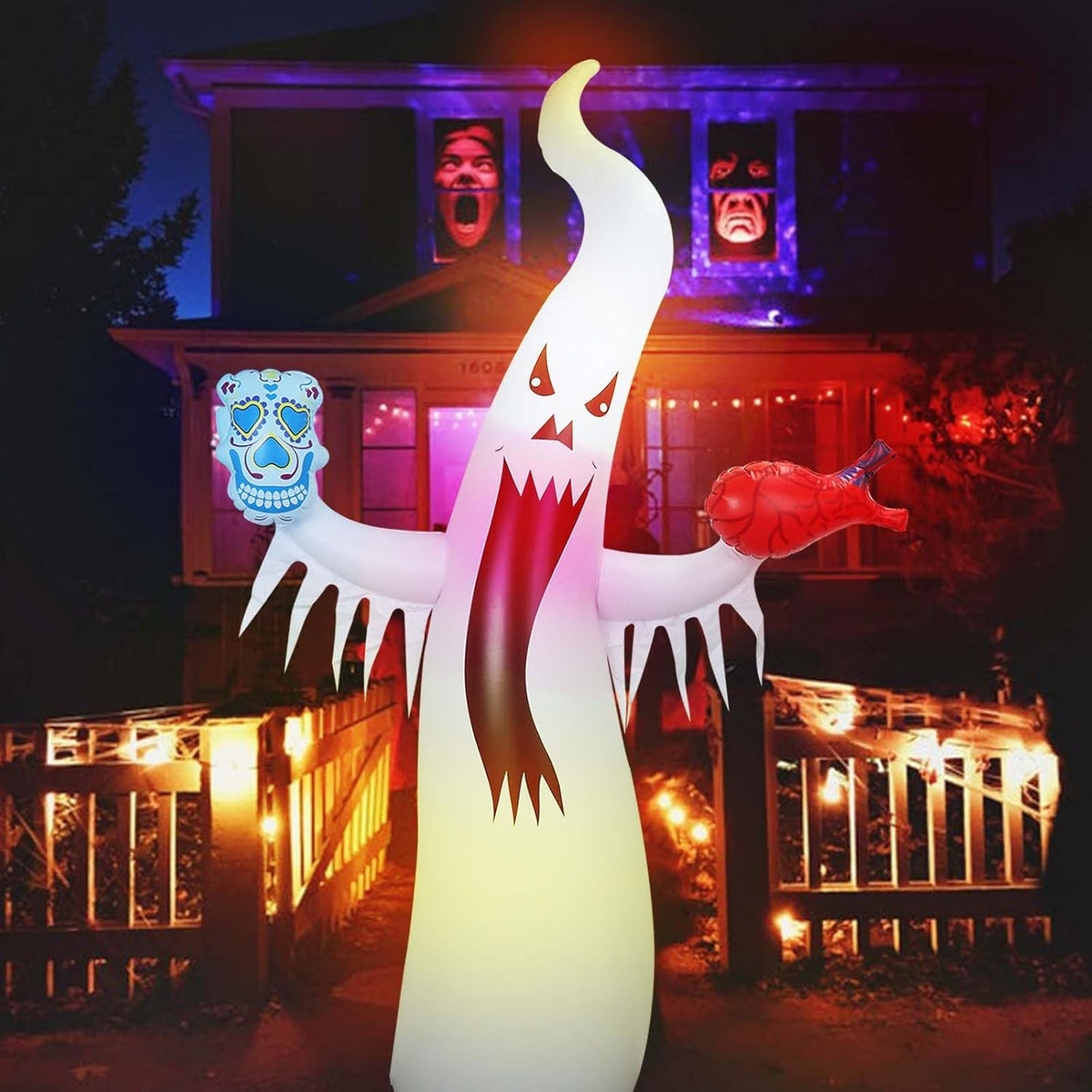 Opblaasbare Spookfiguur met LED Verlichting en Afstandsbediening voor Halloween Tuin en Buiten Decoratie | Sulvida