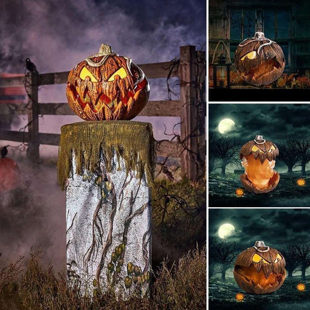 Geluid-Geactiveerde Pompoen met Verlichte Ogen voor Halloween Feest Decoratie en Griezelige Sfeer Creatie | Sulvida