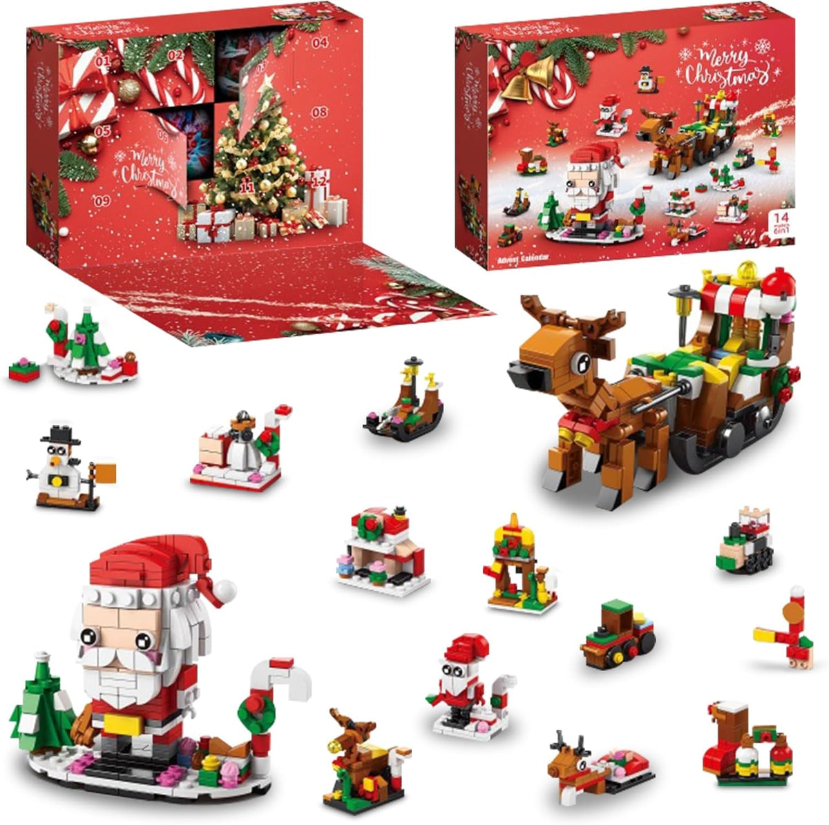 Adventskalender met bouwstenen 24 dagen – creatief kerstdorp bouwen speelgoed voor kinderen en volwassenen | Sulvida