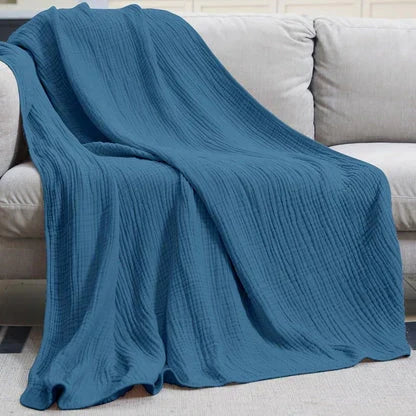 Gazen Katoenen Deken Dubbellaags Luchtig Ademend Zacht Licht Zomerdeken Mousseline Sprei King Queen Size | Sulvida