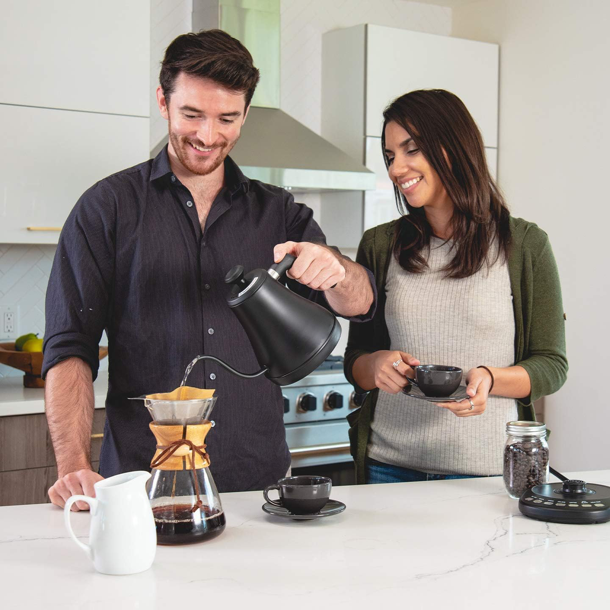 Elektrische Waterkoker met Zwanenhals 0,8 Liter RVS Precisie Gietertuit Temperatuurregeling Koffie Thee | Sulvida